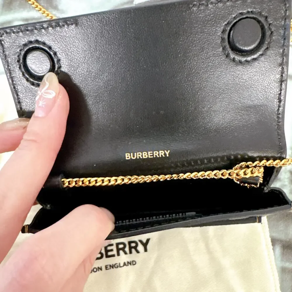 Burberry Grace Tricolor Suede Leather Wallet On Chain WOC Crossbody Shoulder Bag